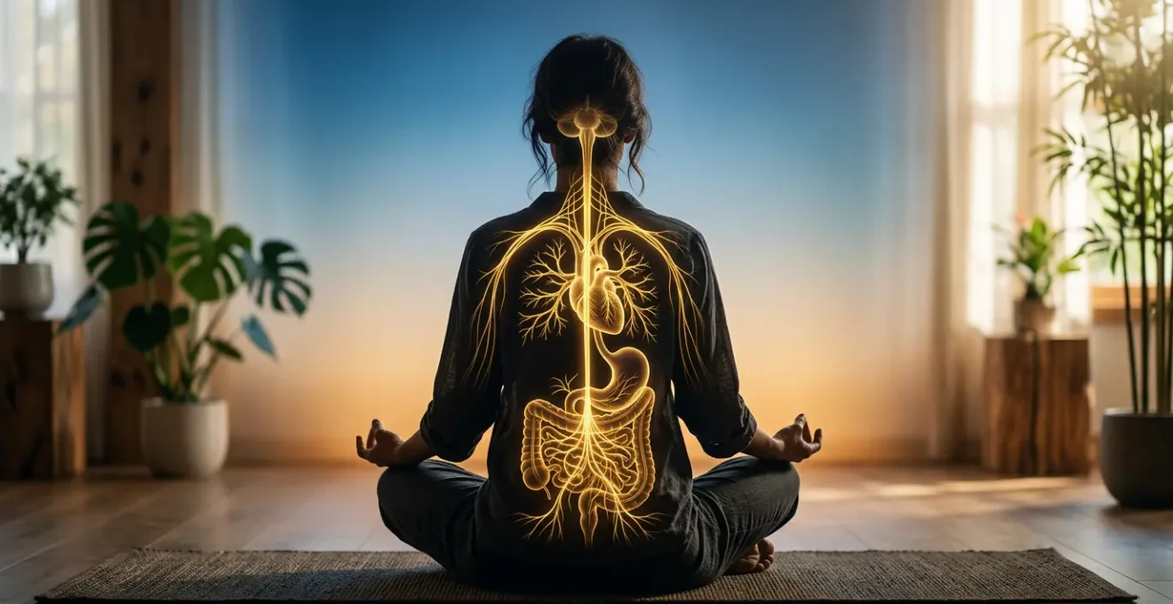 Représentation visuelle de la connexion entre le système digestif et le cerveau à travers le nerf vague