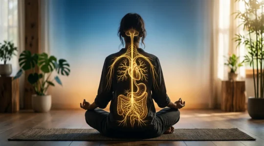 Représentation visuelle de la connexion entre le système digestif et le cerveau à travers le nerf vague