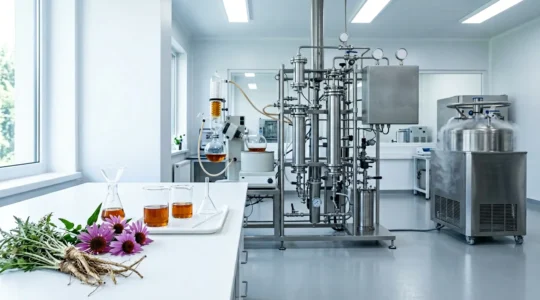 Procédé d'extraction moderne d'EPS en laboratoire pharmaceutique avec plantes fraîches et équipements scientifiques