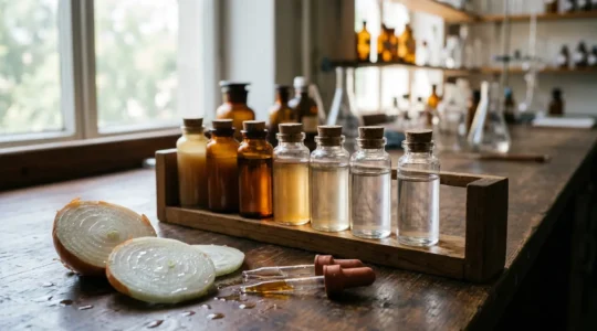 Concept visuel de la loi de similitude en homéopathie avec dilutions progressives