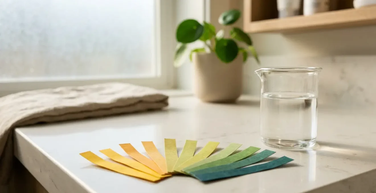 Test de pH urinaire à domicile avec bandelettes réactives et échelle colorimétrique
