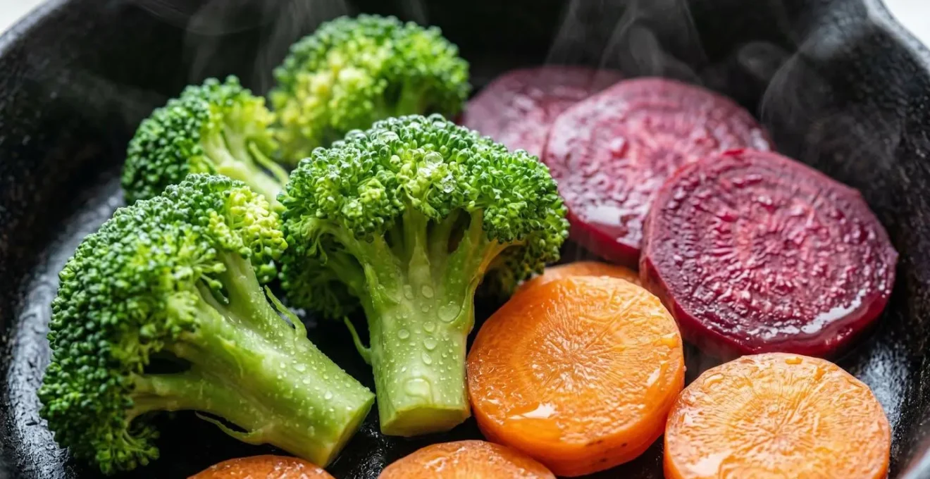 Légumes français colorés cuits à la vapeur dans une cocotte en fonte traditionnelle