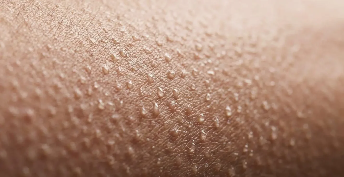 Vue macro de la peau montrant les signes physiologiques du stress